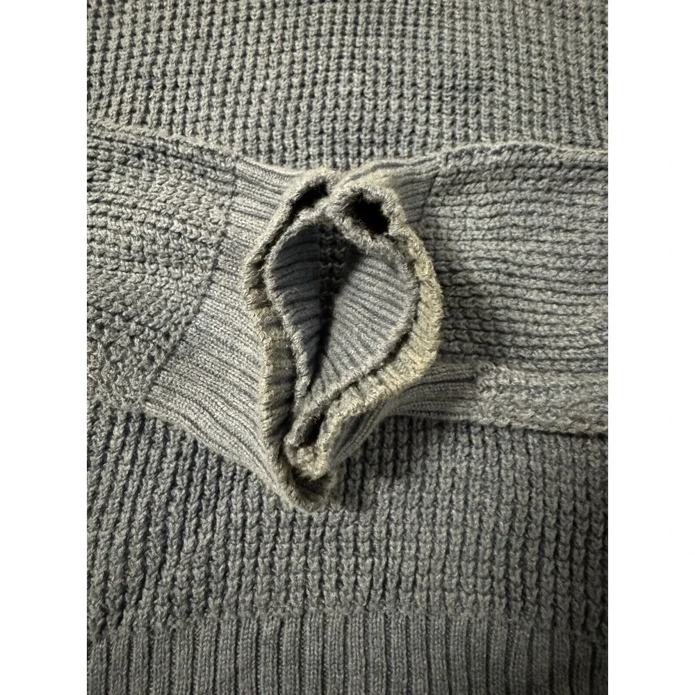 J CREW Blue Waffle Knit Size XL Long Sleeve Mock Neck 1/4‎ Zip Men's Sweater